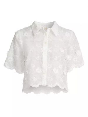 Укороченная рубашка с цветочным принтом и люверсами Milly белый