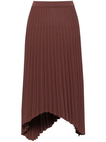 Brązowa spódnica midi asymetryczna plisowana Mrz