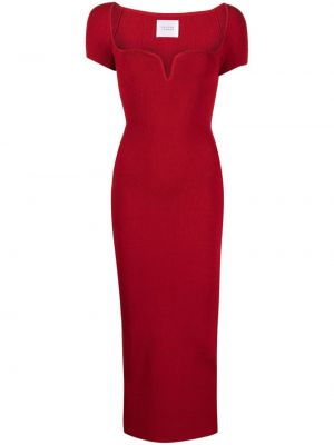 Midi šaty s výstřihem do v Galvan London červené