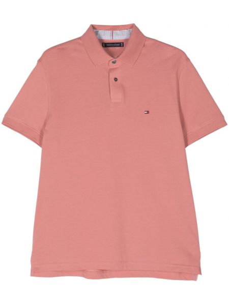 Siuvinėtas polo marškinėliai Tommy Hilfiger rožinė
