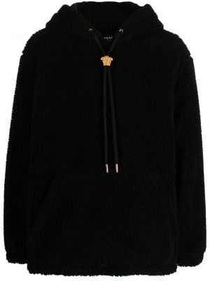 Flisas siuvinėtas džemperis su gobtuvu Versace juoda