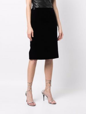 Sametový midi sukně Saint Laurent černý