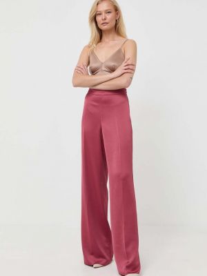 Jednobarevné kalhoty s vysokým pasem Max&co. růžové