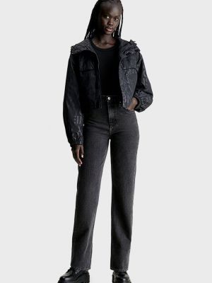 Джинсова куртка з капюшоном Calvin Klein Jeans чорна