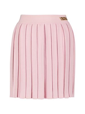 Mini falda de seda de algodón plisada Versace rosa