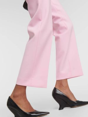 Vunene hlače ravnih nogavica Sportmax ružičasta