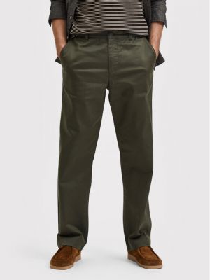 Relaxed chino панталони Selected Homme зелено