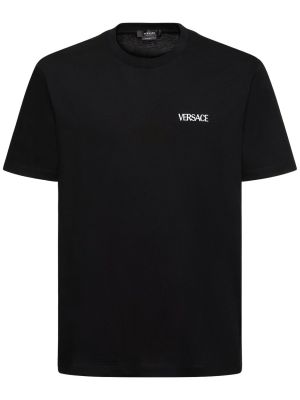 Bavlněné tričko jersey Versace černé