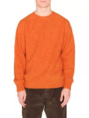 Замшевый свитер с круглым вырезом Ymc оранжевый