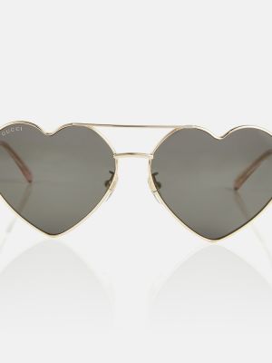Okulary przeciwsłoneczne w serca Gucci złote