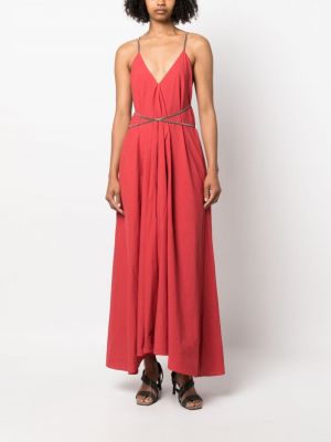 Bavlněné dlouhé šaty Brunello Cucinelli červené