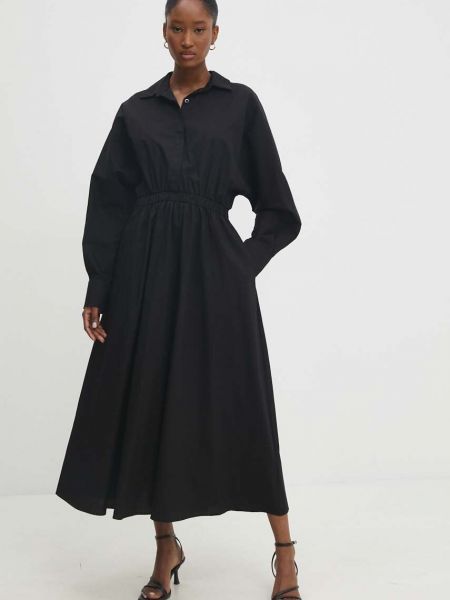 Sukienka długa bawełniana Answear Lab czarna