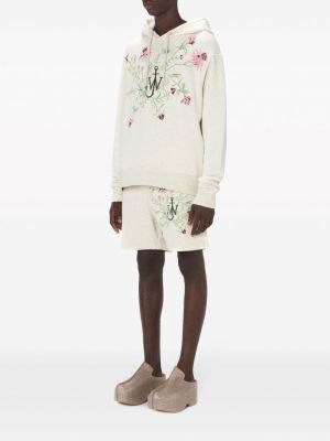 Bluza z kapturem bawełniana w kwiatki Jw Anderson beżowa