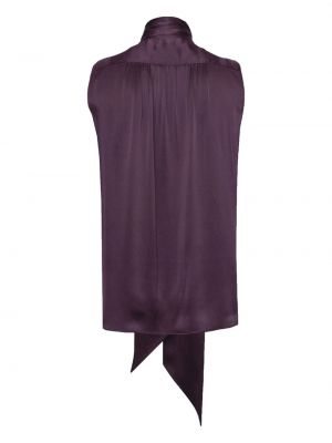 Jedwabna satynowa bluzka z kokardką Frame fioletowa