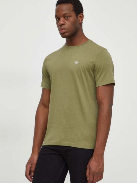 Памучна тениска с дълъг ръкав Barbour зелено