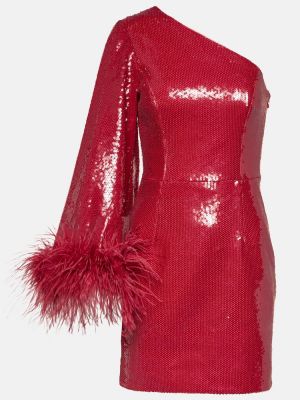 Mini vestido con plumas de plumas Rebecca Vallance rojo