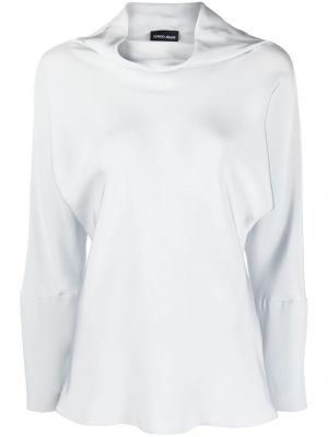 Копринена блуза Giorgio Armani сиво
