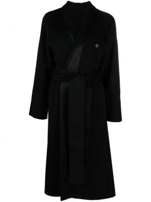 Vlněný kabát Ferragamo černý