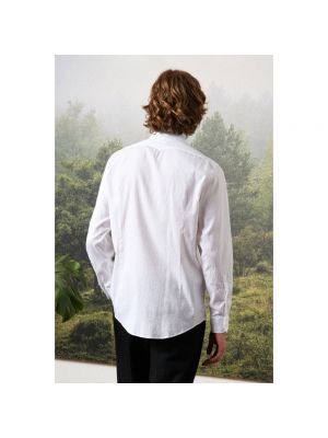 Camisa de algodón a rayas Massimo Alba blanco