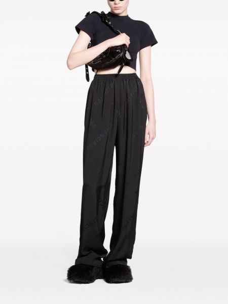 Žakárové rovné kalhoty relaxed fit Balenciaga černé