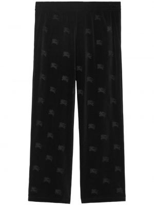 Aksamitne spodnie sportowe Burberry czarne