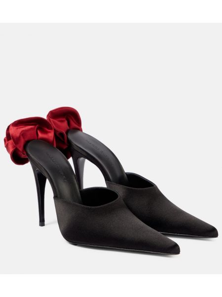 Blommig satin mules Magda Butrym svart