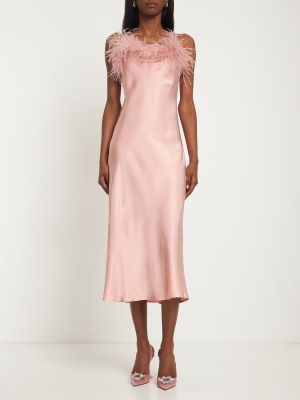 Midi haljina sa perjem Sleeper ružičasta