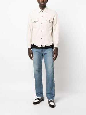 Kurtka jeansowa w piórka żakardowa Kapital biała
