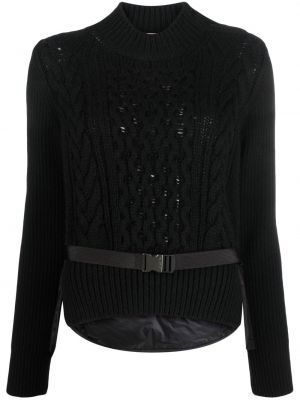 Плетен пуловер Moncler черно
