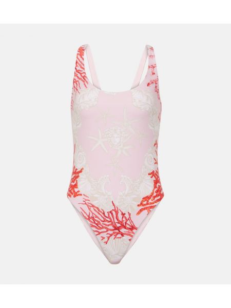 Maillot de bain à imprimé Versace rose