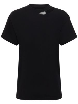 Medvilninis marškinėliai su nubrozdinimais Mm6 Maison Margiela juoda