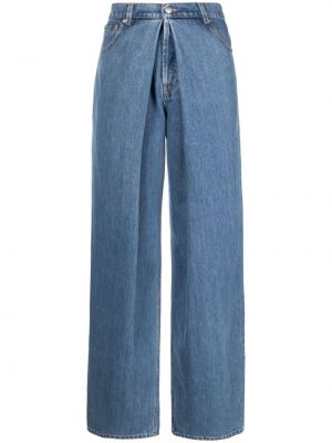 Plisované voľné priliehavé džínsy s rovným strihom Alexander Mcqueen modrá