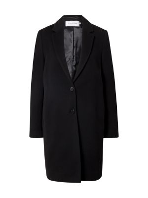 Vlnený priliehavý zimný kabát Calvin Klein čierna