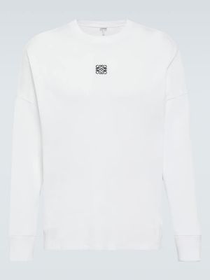 Camiseta de manga larga de algodón de tela jersey Loewe blanco