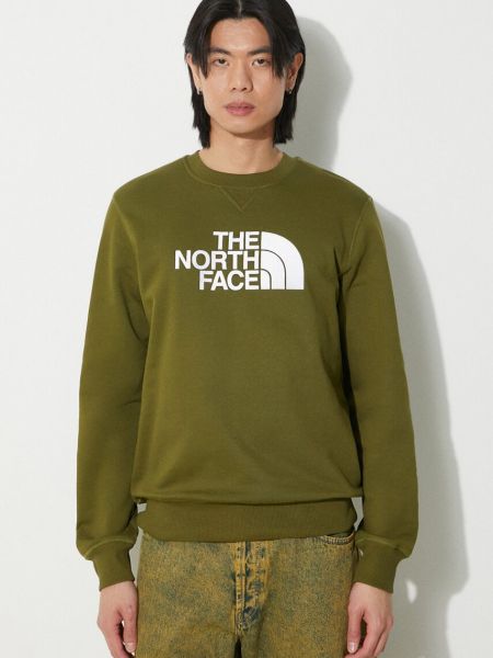 Pamučna hoodie s kapuljačom The North Face zelena