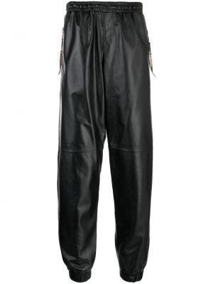 Pantaloni din piele Moschino negru