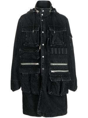 Džínsová bunda s kapucňou Sacai čierna