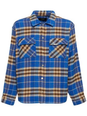 Flaneļa rūtainas krekls ar izšuvumiem Represent zils