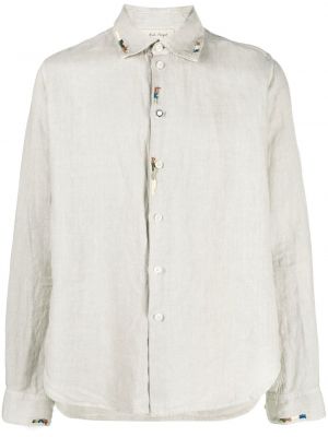 Lanena srajca z vezenjem Nick Fouquet bela