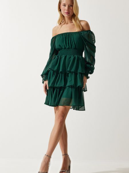 Φόρεμα από σιφόν Happiness İstanbul πράσινο
