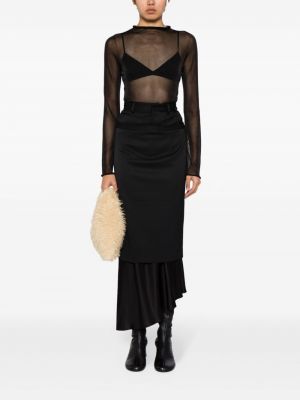 Asymetrické dlouhá sukně Mm6 Maison Margiela černé