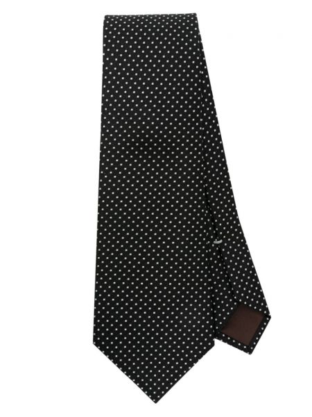 Žakardinis šilkinis kaklaraištis Canali juoda