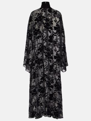 Dolga obleka s cvetličnim vzorcem Rodarte črna