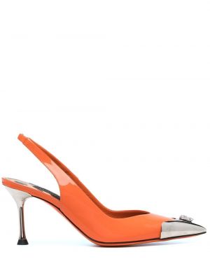 Pantofi cu toc cu toc jos de cristal Philipp Plein portocaliu
