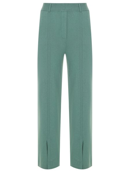 Кашемировые прямые брюки Not Shy зеленые