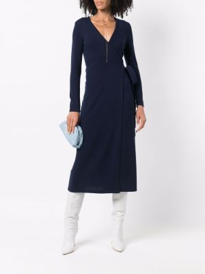 Vestido midi manga larga Dvf Diane Von Furstenberg azul