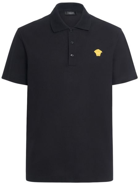 Poloshirt i bomuld Versace sort