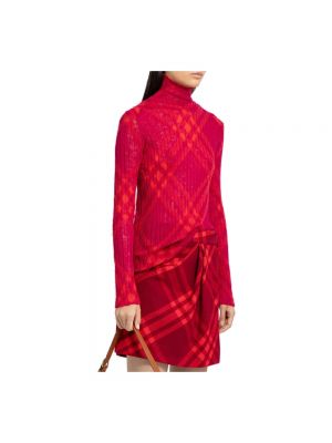 Jersey cuello alto de lana de tela jersey Burberry rosa