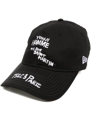 Trykt cap Yohji Yamamoto svart