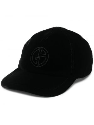 Siuvinėtas kepurė su snapeliu Giorgio Armani juoda